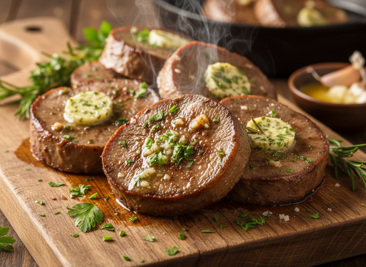 Braised Beef Tongue with Herb Butter