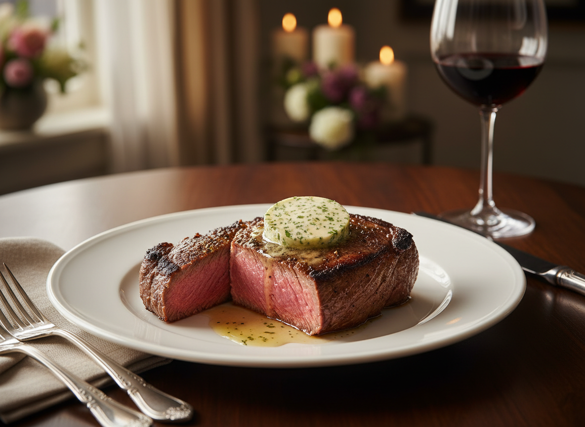 Filet Mignon with Herb Compound Butter