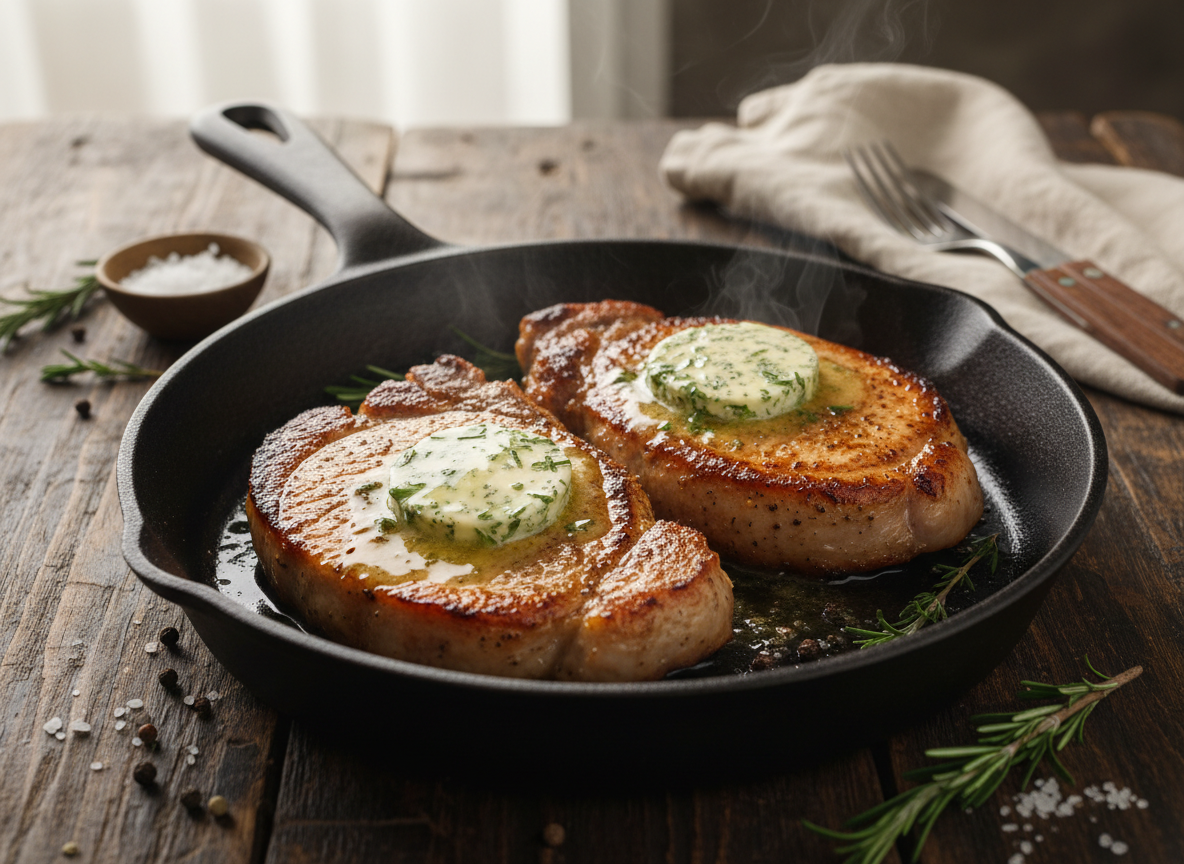 Pan-Seared Pork Chops with Herb Butter